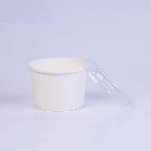 Tô giấy trắng 250ml (8.5Oz) nắp PET