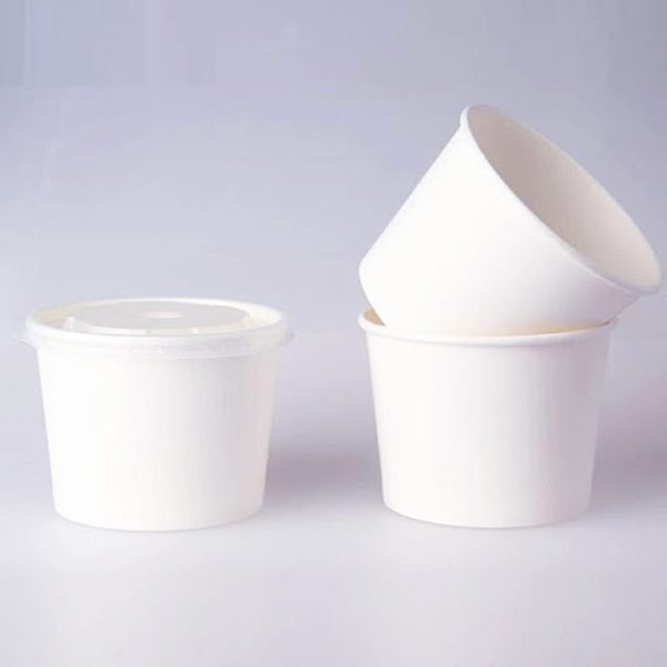 Tô giấy trắng 660ml (22Oz) nắp PP