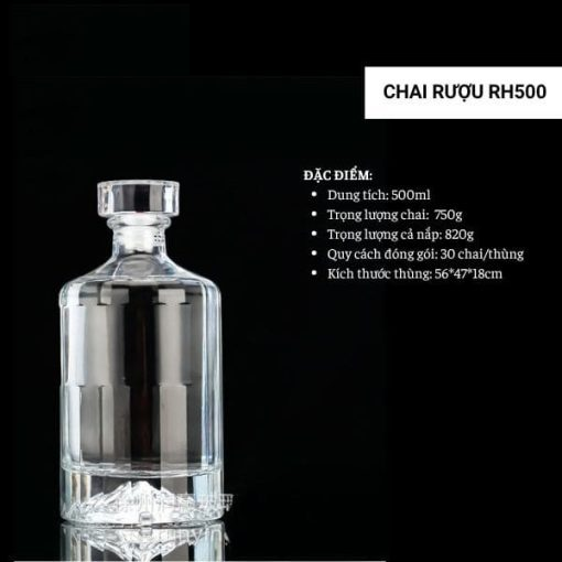Chai đựng rượu thủy tinh RH500