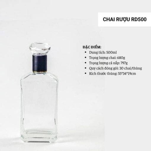 Chai đựng rượu thủy tinh RD500