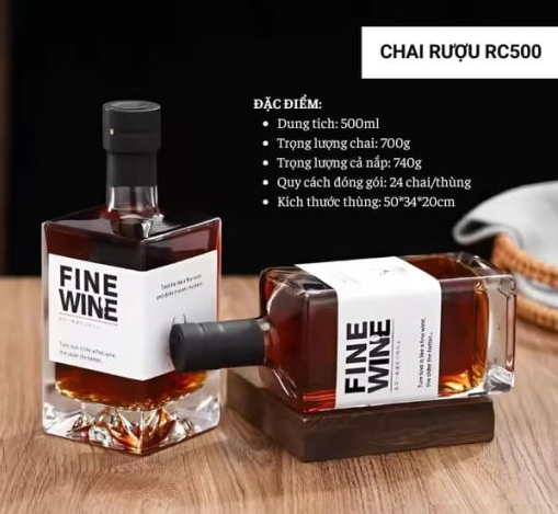 Chai đựng rượu thủy tinh RC500