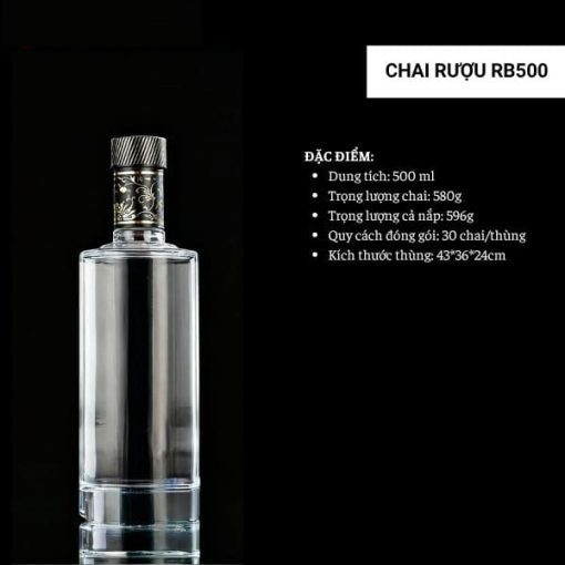 Chai đựng rượu thủy tinh RB500