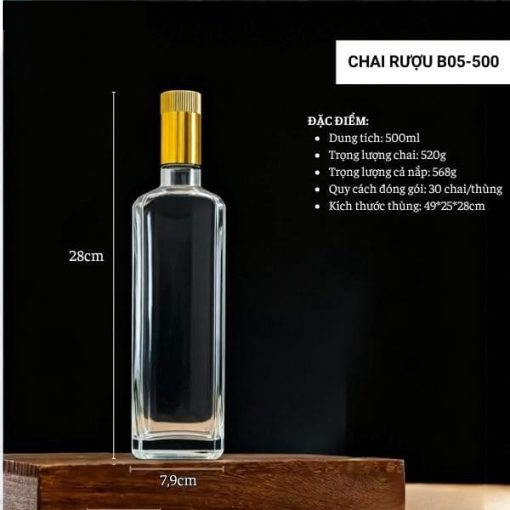 Chai đựng rượu thủy tinh B05-500