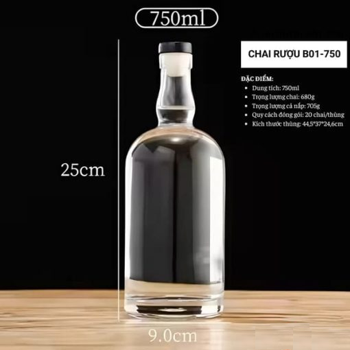 Chai đựng rượu thủy tinh B01-750