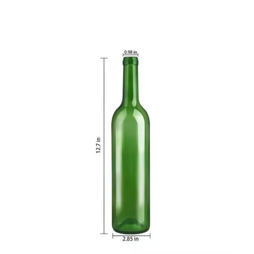 Chai rượu vang thủy tinh màu xanh lá cao cấp 750ml