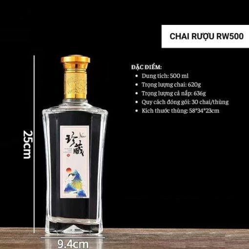 Chai đựng rượu thủy tinh RW500