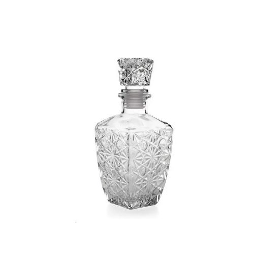 Chai thủy tinh đựng rượu mẫu vuông vát đáy họa tiết nổi 750ml