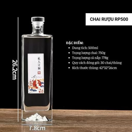 Chai đựng rượu thủy tinh RP500