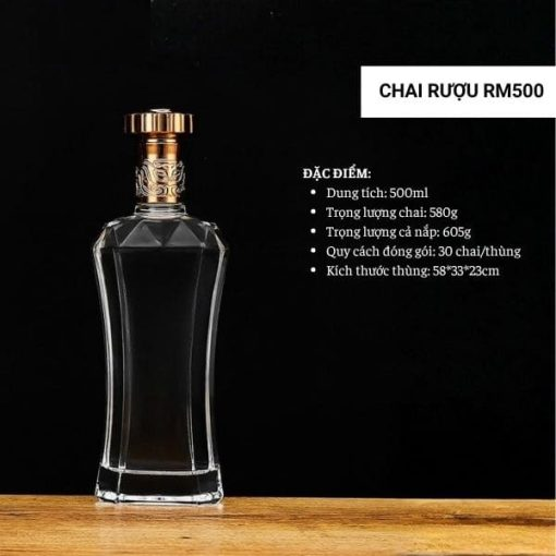 Chai đựng rượu thủy tinh RM500
