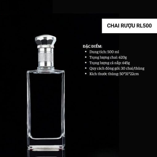 Chai đựng rượu thủy tinh RL500