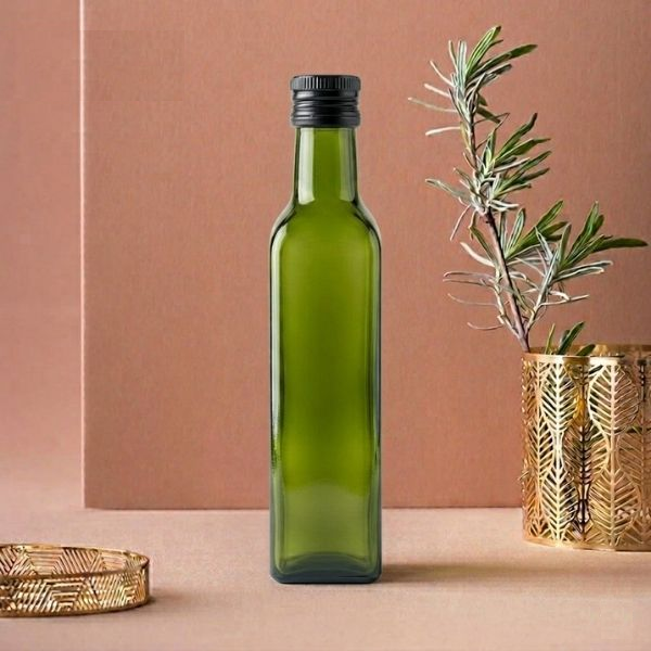 Chai thủy tinh đựng dầu Olive màu xanh rêu 250ml - Ảnh 2