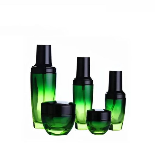 Bộ hũ thủy tinh đựng mỹ phẩm màu xanh rêu nhiều dung tích
